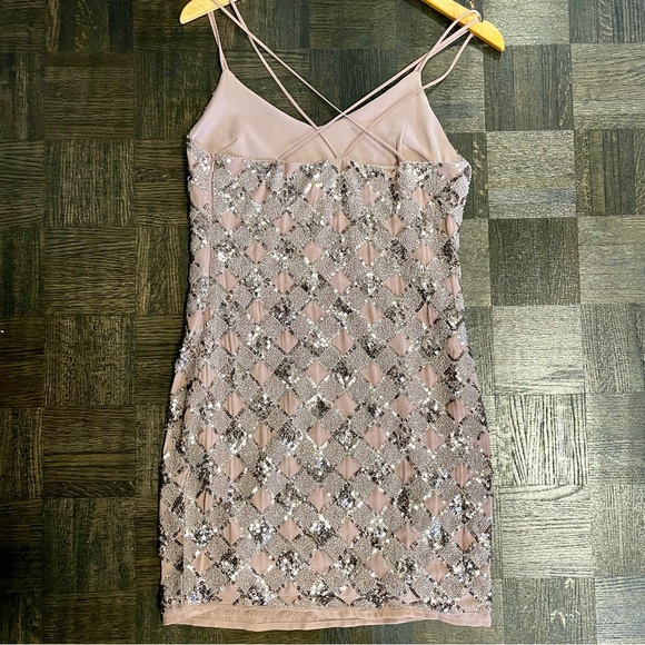 Light rose sequin mini dress small - Picture 2 of 5